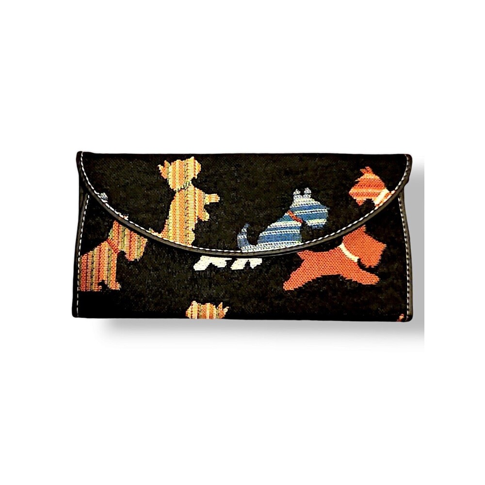 Signare Tapestry Wallet for Women Compartment Card Holder Zip Playful Puppy Dog